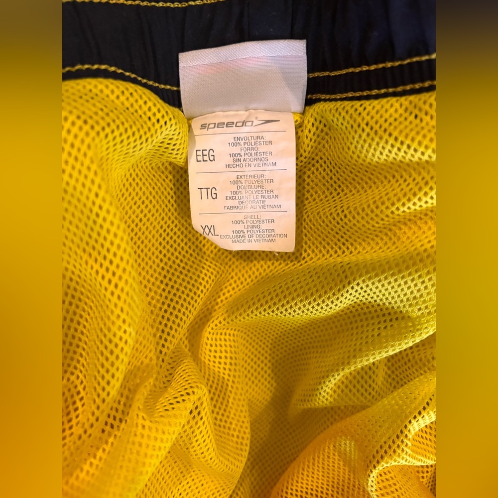 Speedo Men’s Yellow Swim Trunks Mesh Lined Board Shorts XXL - Picture 9 of 10
